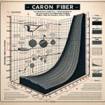 Chart showing the stress strain curve of carbon fiber, with labeled axes for strain and stress and annotations for key points including elastic limit, yield point, and fracture point.