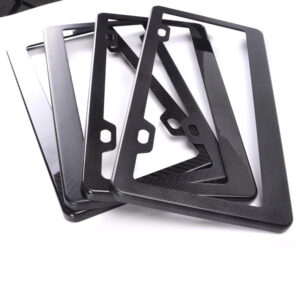 Carbon fiber license plate frame produced in a factory setting